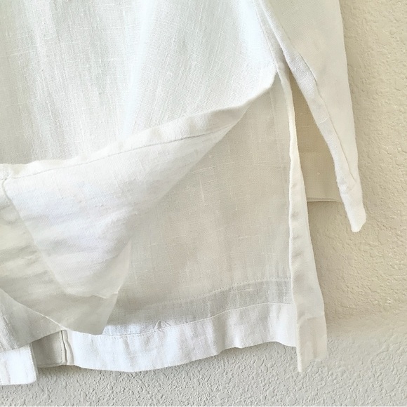 MARISA CHRISTINA Linen Blazer White 1X Long 32” USA Made V-Neck Patch Pockets - Picture 8 of 10